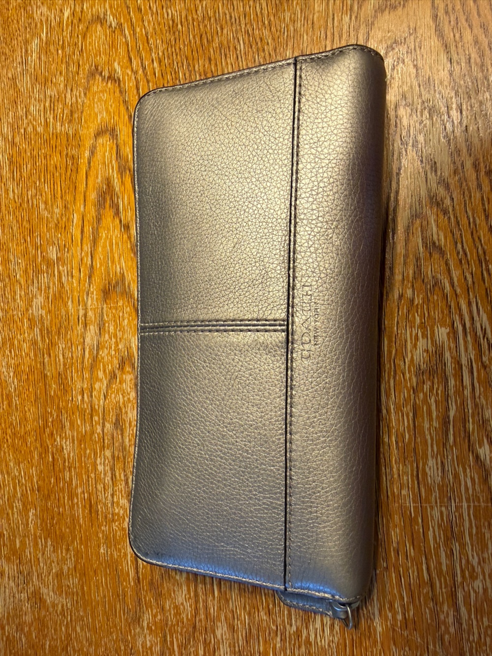 COACH Black Pebbled Leather Clutch with Subtle Logo